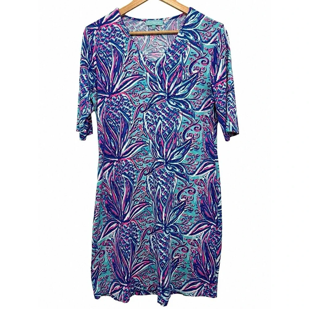 Anthony's Resort Wear Womens Dress Medium Abstract Coral Coastal Print
